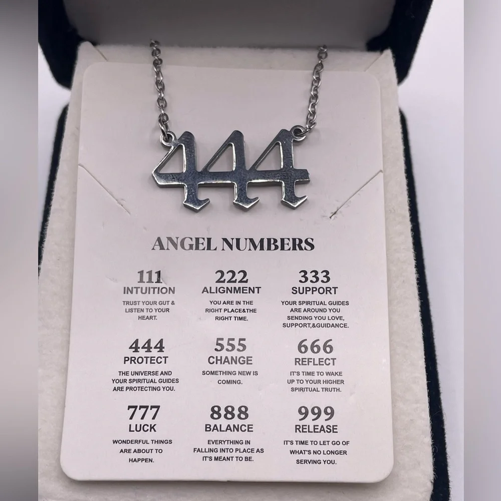 444 Angel Number Necklace | Protection | Silver | 18 inches | Nameplate Signs - Picture 9 of 9
